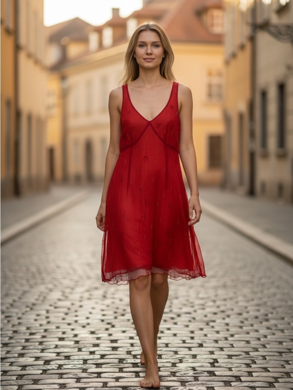 Express Red Midi Dress with Elegant Design - Picture 1 of 11